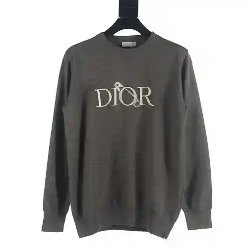 Dior CD 23Fw embroidered pin knitted crew neck sweater