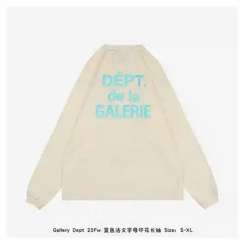 Gallery Dept 23Fw mangas largas estampadas con letras francesas azules