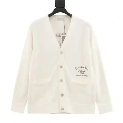 CD 23Fw front and back signature embroidered cardigan sweater