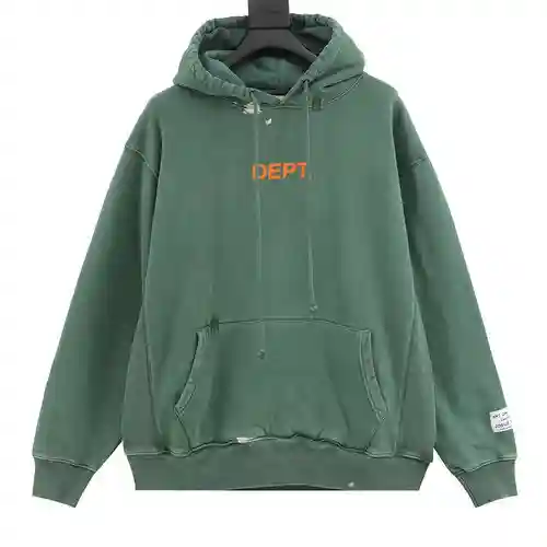 GD 22FW Sudadera con capucha pintada con graffiti en letras inglesas, verde lavado