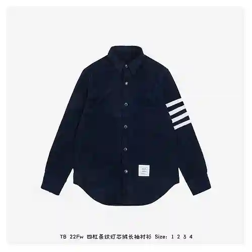 TB 22Fw camisa de pana a rayas de cuatro barras de manga larga