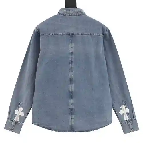 ch 23fw vic style white show leather denim shirt