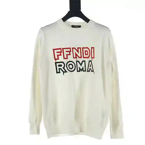 Fen*di/Fendi FD 23Fw jersey con cuello redondo y letras bordadas