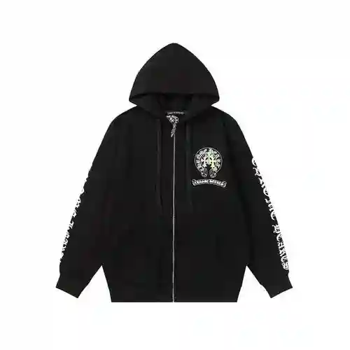 CH/Cro Chaqueta con cremallera y estampado cruzado de herradura en forma de corazón, el mismo estilo
