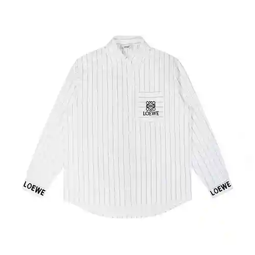 LOE*WE 2023ss camisa bordada rayas gris difuminado