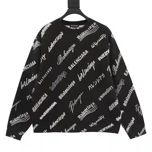 BLCG23 SS suéter con cuello redondo y estampado integral de letras