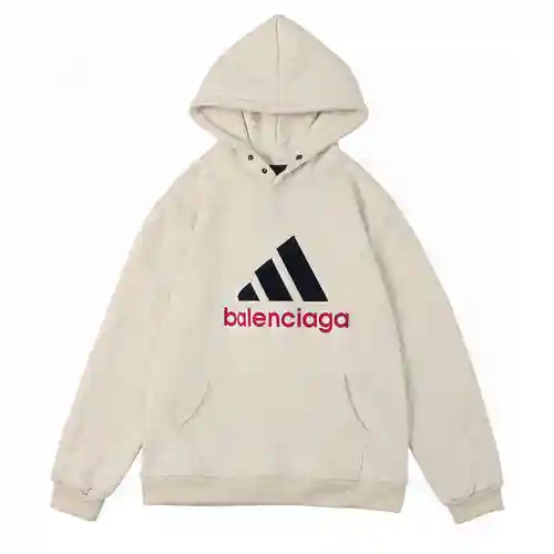 BLCG✖️Adi*das2023 winter joint snowflake gray copper button flocking hooded sweatshirt