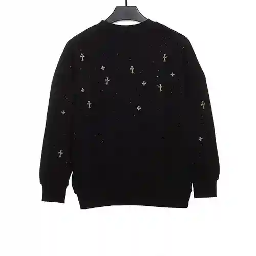 Crow heart hot diamond sweatshirt with baby's breath