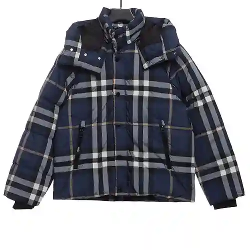 Burberry blue plaid classic down jacket