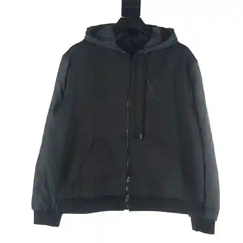 LV 23Fw technical cotton patchwork zipper jacket