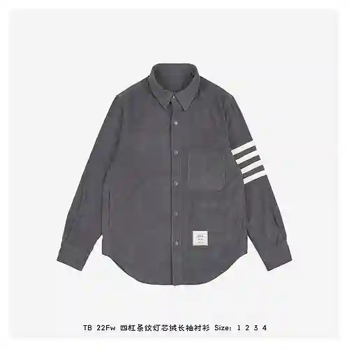 TB 22Fw camisa de pana a rayas de cuatro barras de manga larga