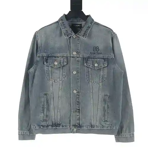 Balenciaga BLCG 23Fw pixel letters hot diamond denim jacket