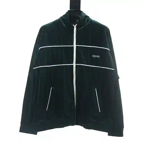 Celine CE 23FW velvet letter embroidered zipper jacket