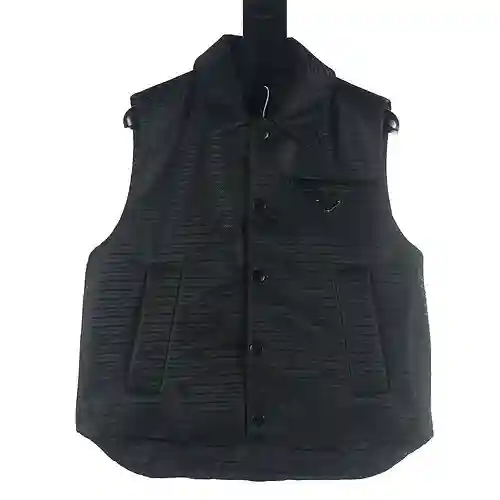 Pra*da PRD 23FW Chaleco de algodón con bolsillo oculto con cremallera