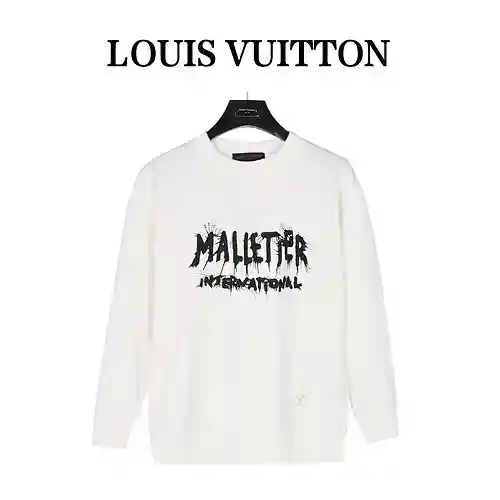 LV/Louis Vuitton 23Fw logo rendering ink versatile fleece crew neck sweatshirt