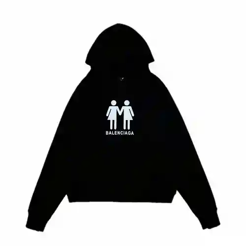 BLCG/Balenciaga winter portrait flag printed composite velvet hooded sweatshirt