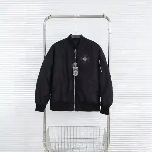 CH/Cro Heart 23AW New Metal Element Leather Cross Flight Jacket Cotton Clothes