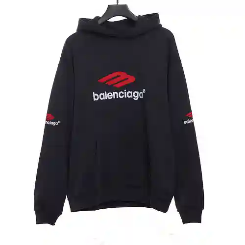 Balenciaga front and rear red double M hoodie