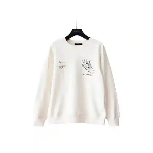 LV Shoes nueva sudadera clásica de felpa de manga larga con cuello redondo y estampado en la parte d