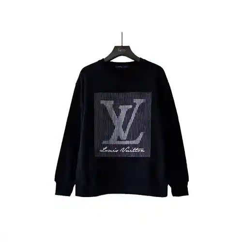 Sudadera con cuello redondo bordada con cuerda y logo grande degradado LV/Louis Vuitton 23Fw, mismo 