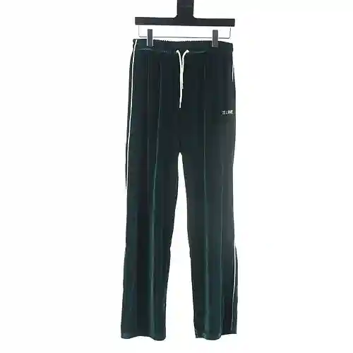 Celine CE 23FW velvet letter embroidered trousers