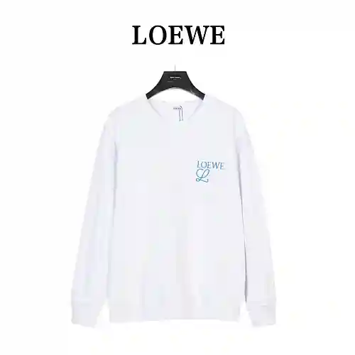 Loe*we/Luoyiwei pocket logo three-dimensional contrast embroidery crew neck sweatshirt