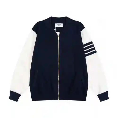 TB Tom Brown color block zipper knitted cardigan sweater