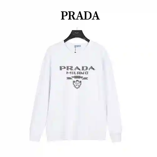 Pra*da/Prada 23Fw sudadera con cuello redondo y logo en mosaico bordado