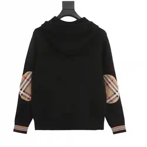 BBR 23FW chaqueta estilo suéter a cuadros con capucha y parche en el brazo