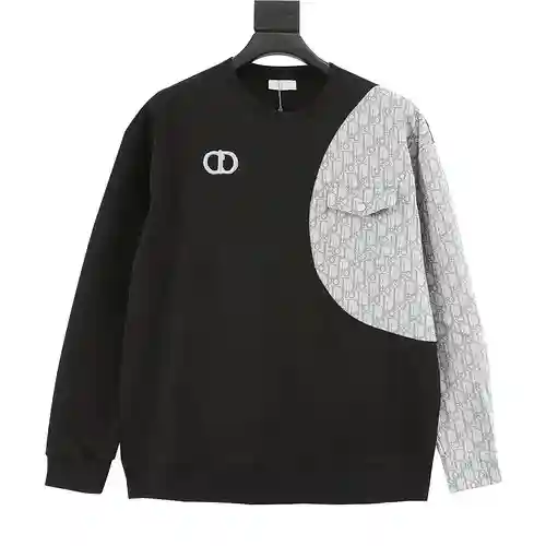 sudadera con cuello redondo y patchwork con bordado CD