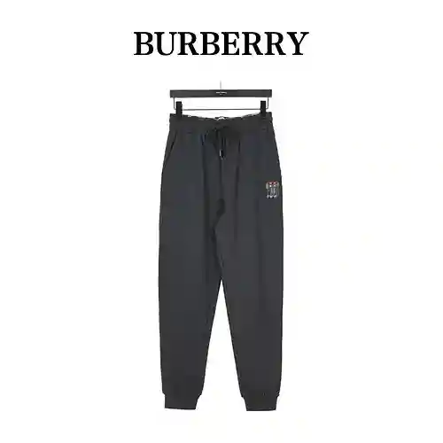 BBR/Burberry 23Fw TB pantalones de punto de algodón con bordado tridimensional y parche a cuadros