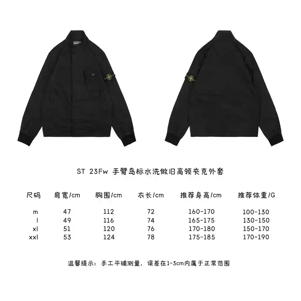 手臂岛标水洗做旧高领夹克外套.webp