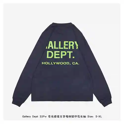 GD 23Fw verde fluorescente letra inglesa estampado moteado manga larga