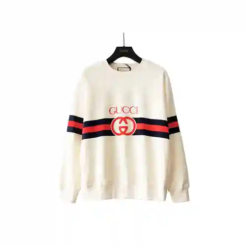 GU*CCI Gucci sudadera con diseño colour block y cinturón con doble G y cuello redondo