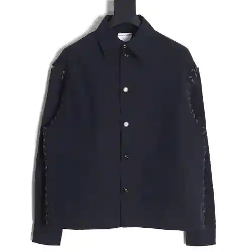 Chaqueta estilo camisa tejida de cuero BV Bottega Veneta 23FW