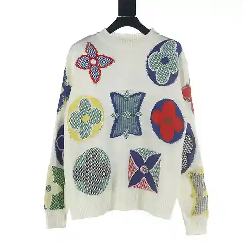 Jersey de punto con cuello redondo y logo LV en jacquard