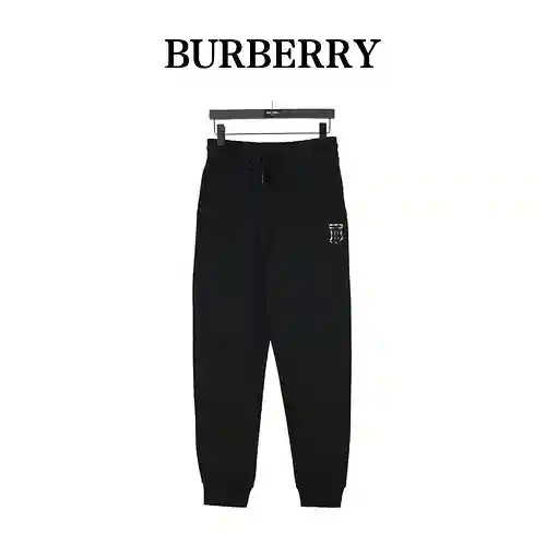 BBR/Burberry 23Fw TB pantalones de punto de algodón con bordado tridimensional y parche a cuadros