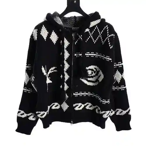 LOE*WE Chaqueta con capucha y cremallera de punto jacquard Rose Elk