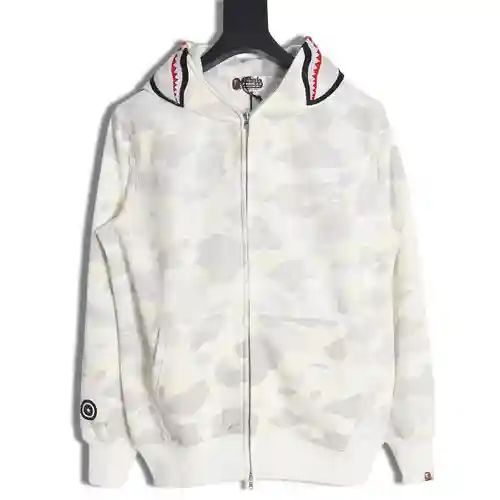 Sudadera con capucha luminosa de patchwork de camuflaje blanco y negro clásica BA*PE