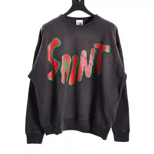 SAINT*MICHAEL sudadera con cuello redondo y estampado de letras MX6 en rojo y verde graffiti