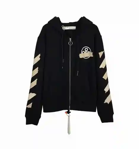 O*FF-W*HITE C/O VIRGIL ABLOH chaqueta tipo cárdigan con estampado de flechas y cinta, mismo estilo p