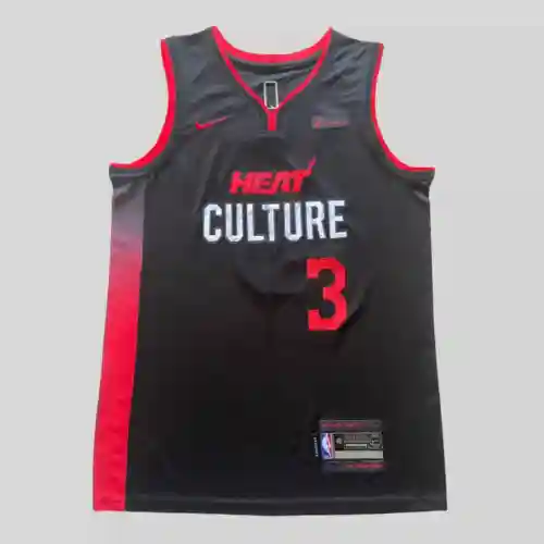 Camiseta Heat No. 3 Wade Black 24 New Season City Edition