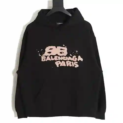 BLCG Balenciaga 23FW Sudadera con capucha Double B Splash Ink
