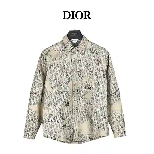 CD/Dior 23Fw Chaqueta camisera de denim con purpurina y estampado integral