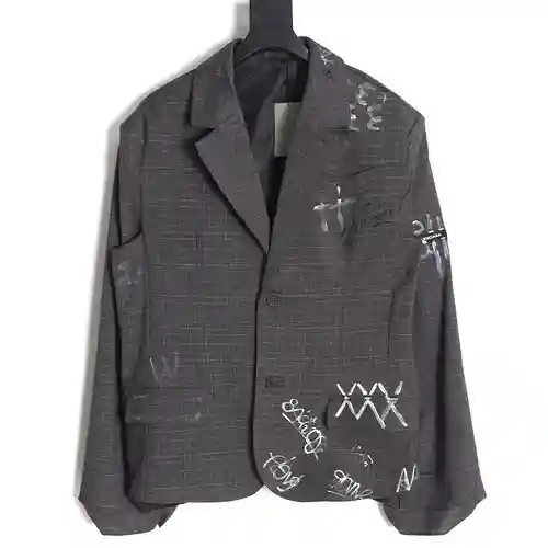 BLCG/Balenciaga 23FW chaqueta de traje a cuadros con grafiti
