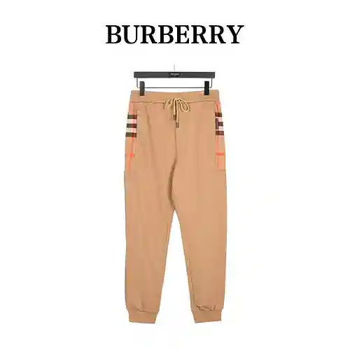 BBR/Burberry pantalones clásicos de algodón con patchwork a cuadros laterales