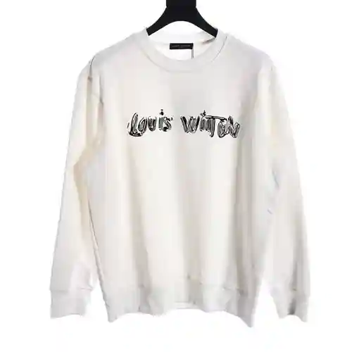 sudadera LV con estampado de graffiti y cuello redondo