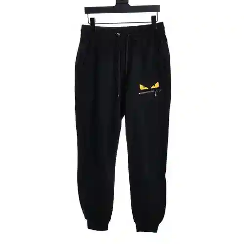 FEN*DI pantalón de felpa con cepillo de dientes y pequeño monstruo bordado