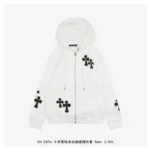 CH 23Fw chaqueta cruzada de piel negra con cremallera y capucha