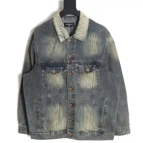 BLCG Balenciaga 23FW chaqueta vaquera con letras desgastadas pintadas con spray